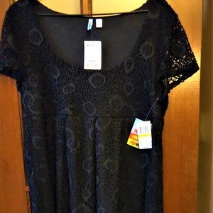 PowWow Little Black Crochet Dress-Size Medium